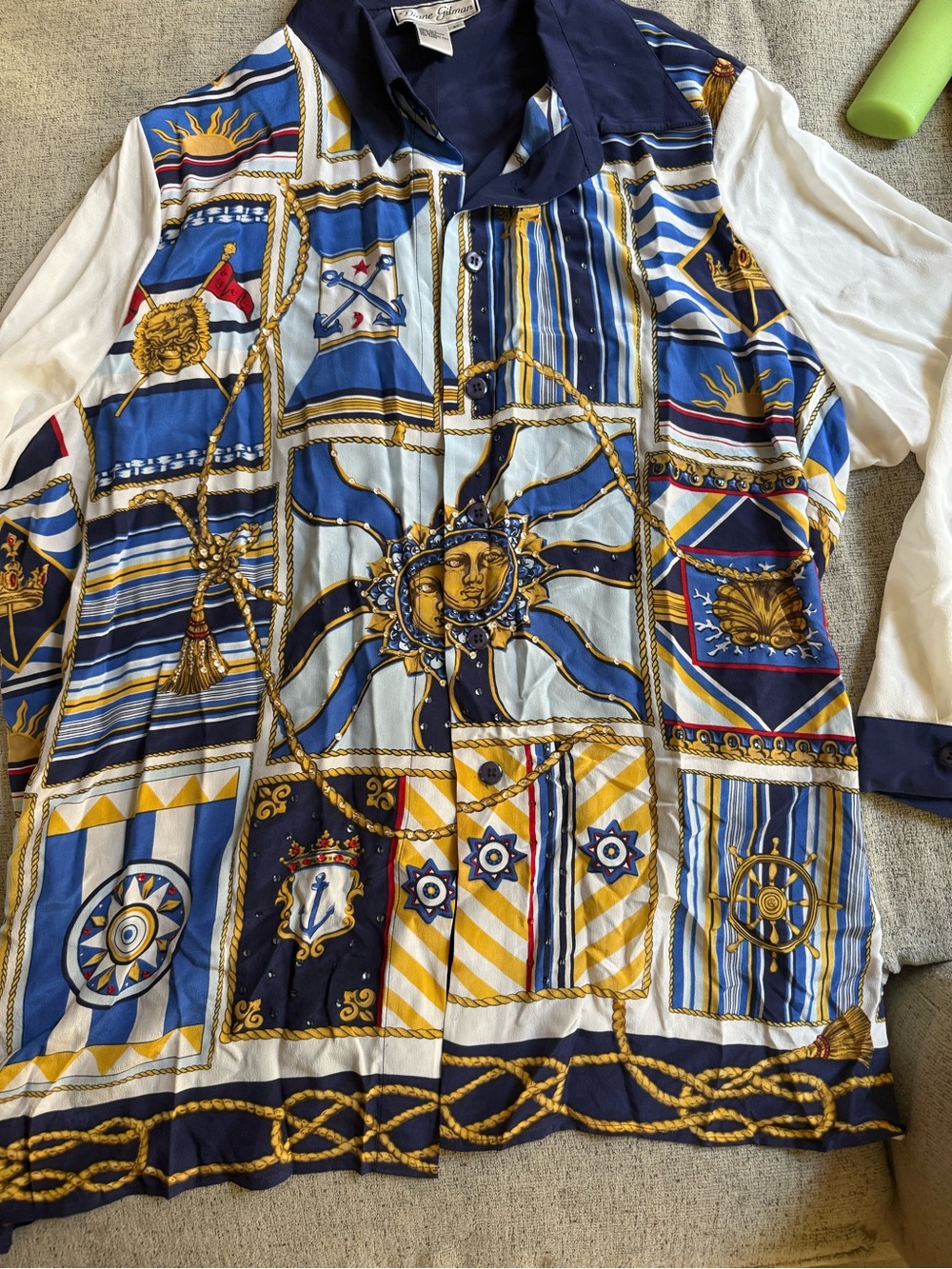 Diane Gilman Navy Blue Silk Blouse